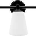 3-Light Black Bathroom Vanlity Light Over Mirror, Bathroom Light Fixtures with Frosted Glass Shade, Modern Wall Sconce Lighting, E26 Socket (Bulbs Not Included)