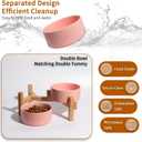 Elevated Ceramic Dog Bowl Set - Raised Dog Bowls with Non-Slip Bamboo Stand - Dog Food and Water Bowl Set - Double Dog Feeding Bowls - Suitable for Small and Medium Dogs - 28.74 OZ - 3.6 CUPS - 850 ML