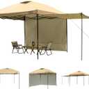 KAMPKEEPER 10x10 Easy Pop Up Canopy Tent with 2 Sidewalls, Instant Outdoor Shade Shelter with 2 PCS Removable 10FT Sun Walls, Quick Setup Waterproof and UV-Resistant for Patio, Camping, Backyard