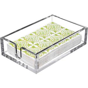 CY craft Acrylic Guest Towel Napkin Holder,Clear Bathroom Paper Hand Towels Storage Tray Modern Buffet Napkin Caddy,Fancy Flat Napkin Holders For Kitchen or Dining Room,9x5.5x2.5 Inch,Pack of 1