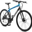 Schwinn Volare 1500 Flat Bar Hybrid Sports Road Bike, Men and Women, 24-Speed, 700c Wheels, 20-Inch Aluminum Frame, Mechanical Disc Brakes, Blue/ Black