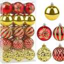 2 Pack Christmas Ornaments Balls - 30 Pcs 2.4 Inch Shatterproof Plastic Christmas Balls Sets, Red & Gold Small Christmas Tree Balls Hanging Ornaments for Holiday Wreath Party Christmas Tree Decor