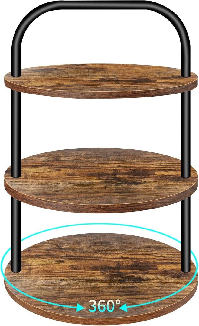 Cupcake Stand, 360° Rotating Wooden Cupcake Stand 3 Tier Large Dessert Table Display Set Cupcake Tower Tiered Tray Stand Serving Tray for Party Supplies Vendor Display Farmhouse Decor