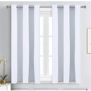 WPM Triple Weave Blackout Curtain Room Darkening 2 Panels/Drapes for Living Room, White Thermal Insulated Grommet Bedroom Window Draperies (White, 42" W X 45" L)