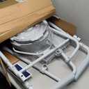 Drive Medical 11148-1 Folding Steel Bedside Commode Chair, Portable Toilet, Supports Individuals Weighing Up To 350 Lbs, with 7.5 Qt. Bucket and 13.5 Inch Seat, Grey