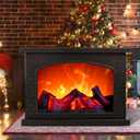 Electric Fireplace Lantern with Realistic LED Flame Effect, USB Battery Powered, Decorative Indoor and Outdoor Fireplace Light, Perfect for Christmas and Home Decor (No Heater Function)