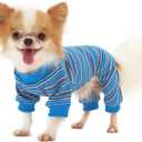 LOPHIPETS Dog Pajama Onesie for Small Chihuahua Yorkie Poodle Clothes Apparel-Blue/M (Medium for 4.5-6.5 lbs)