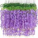 Waipfaru 12 Pack Wisteria Hanging Flowers, 3.6 Feet/Pcs Purple Wisteria Artificial Flowers, Fake Wisteria Flowers Garland, Hanging Vines for Bedroom Wedding Home Party Wall Decoration