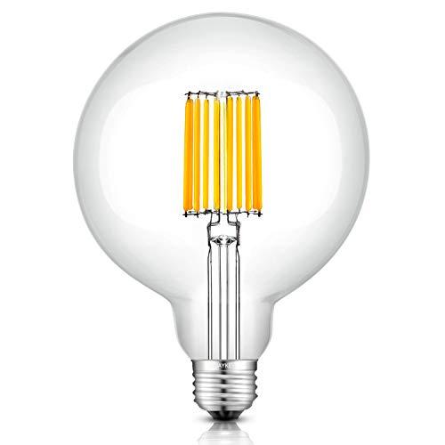 OMAYKEY 12W Dimmable Large LED Globe Bulb 3000K Soft White, 100W Equivalent 1000 LM E26 Medium Base, Vintage Edison G125(G40) Oversize Globe Clear Glass LED Filament Light Bulb, Deep Dimming Version