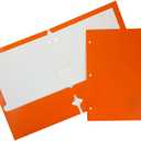 JAM PAPER Laminated Two Pocket Glossy 3 Hole Punch School Folders - Letter Size - High Gloss Orange - Bulk 25/Pack