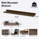 Floating Shelves for Wall Decor, Long Wall Mounted Storage Shelf for Bedroom, Living Room, Bathroom, Kitchen, Nursery, Display Picture Ledge Shelf with Lip Set of 2-24 Inches, Walnut, 23.6in