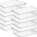 Ravinte 6 Pack Drawer Organizer - 6" X 9" Plastic Storage Bins, Acrylic Organizers with Non-Slip Pads Clear Desk Storage Tray for Makeup, Jewelries, Kitchen Utensils, Bathroom and Office