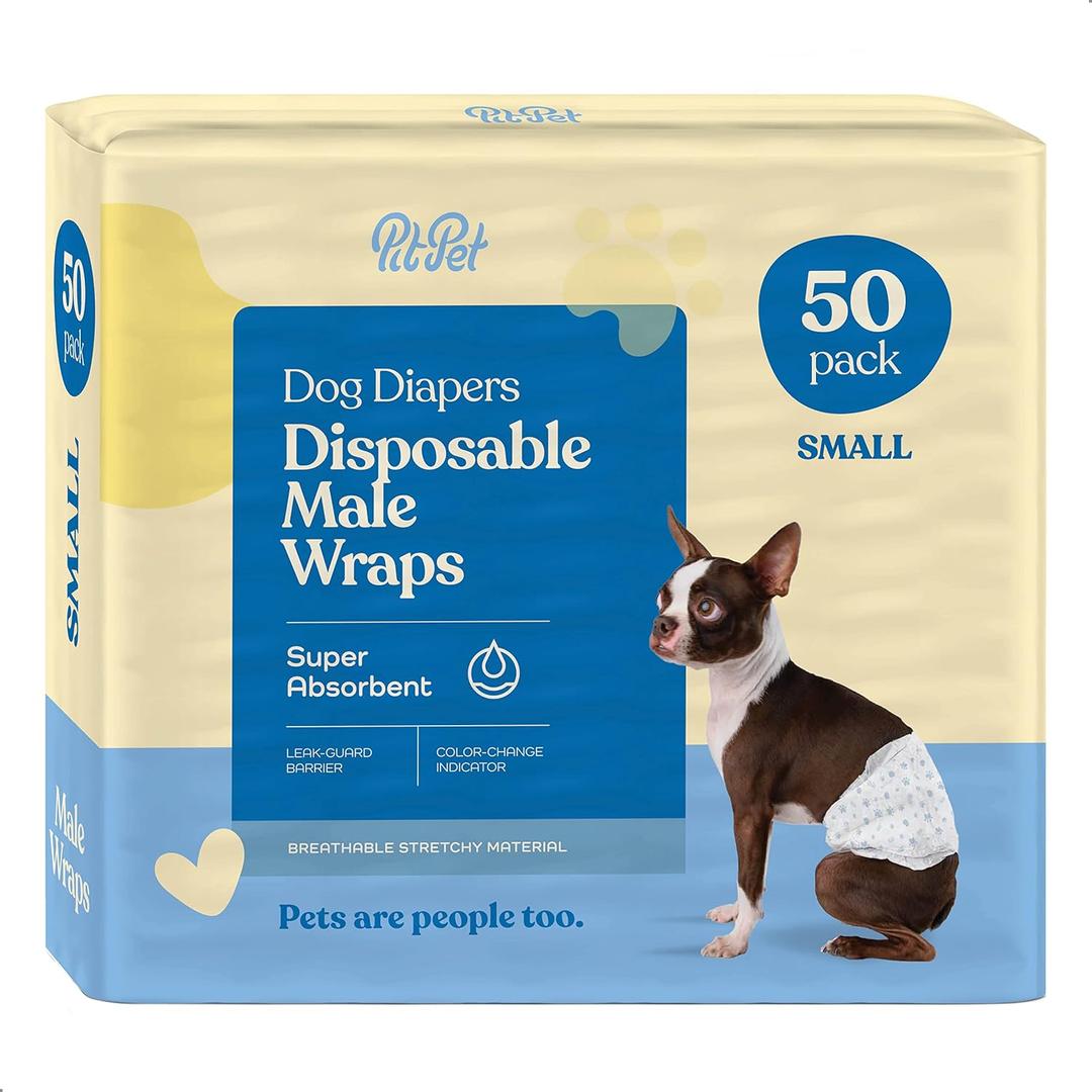 Comfortable Male Dog Diapers - 12-Pack Super Absorbent Disposable Male Dog Wraps- FlashDry Gel Technology, Wetness Indicator Doggie Diapers- Leakproof Belly Wraps for Incontinence, Excitable Urination (Small)