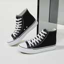 Iarus High Top Sneakers for Women White Canvas Comfortable Shoes for Women Walking Casual Sneakers Tennis Shoes（balck10.5）