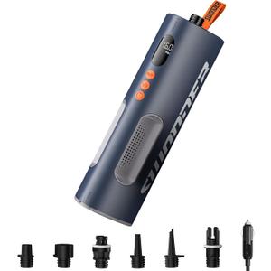 Swonder Seafalcon Paddle Board Pump – High-Pressure SUP Electric Air Pump with Auto Shut-Off, 12V DC Car Connector, Portable Inflator for Paddleboards, Kayaks, Inflatables, Boats (Cyan/Tangerine)