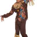 EraSpooky Men's Scarecrow Costume Deluxe Adult Halloween Straw Wizard Kit (Medium)