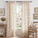 jinchan Amlie Linen Floral Curtains 96 inch Length Curtains for Living Room Bedroom Farmhouse Country Decor Drapes Light Filtering Window Treatment Back Tab Rod Pocket 2 Panels Taupe
