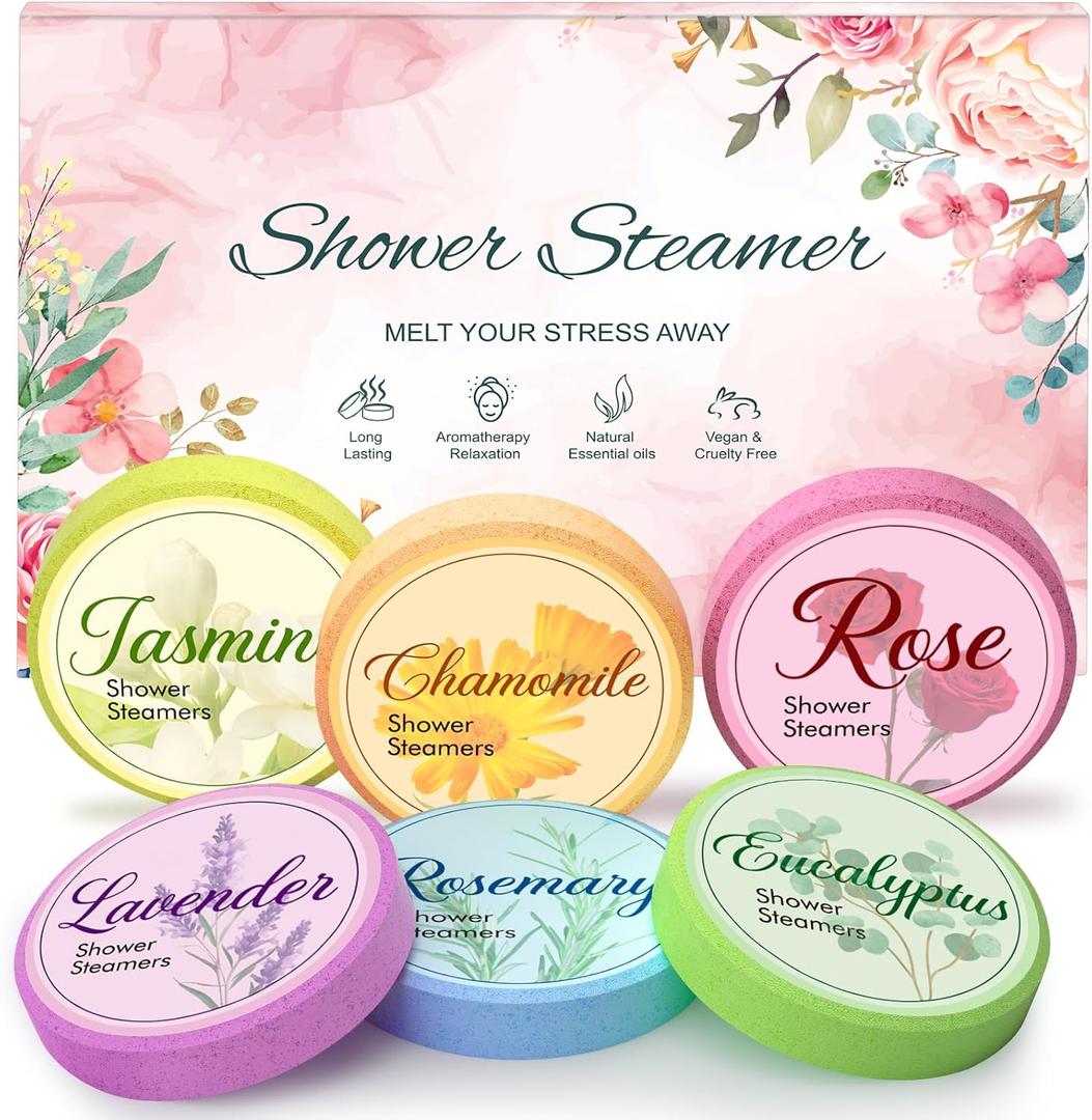 Birthday Gifts for Women: 6 Pack Shower Steamers Aromatherapy, Spa with Essential Oils Relaxation, Gift for Mom Wife Aunt Teens Girls Friend Girlfriend Grandma Sister Daughter (Pink)