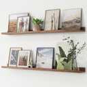 Picture Ledge Shelf, Floating Shelves Set of 2, 48 Inches Long Large Nursery Book Shelves for Toys Storage, Kids Bookshelf Wall Mounted for Living Room Bedroom Decor Books Photo Frames, Walnut