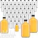 Gejoy 48 Pcs Mini Liquor Bottles Reusable Glass Flask Bottles with Black Caps Clear Empty Alcohol Shot Jars Small Champagne Jars with 4 Funnels for Wine Weddings Party Favors Christmas (6.8 oz)