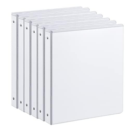 1-inch 3 Ring Binder with 2 Interior Pockets, 1'' Basic Binders Holds US Letter Size 8.5'' x 11'' Paper - Versatile Binders for Office, Home, and School Use, 5 Pack (White)