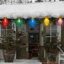 SUNSGNE Jumbo Christmas Hanging String Lights 16FT Large Xmas Lights with 10 Count 5'' LED Giant Multicolor Bulbs, C7 Big Bulb Vintage Christmas Light for Indoor Outdoor Roof Yard Decor, Green Wire (Diamond Clear Multicolor)