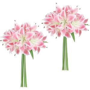 12PCS Artificial Tiger Lily Flowers Fake Lily Bouquet Faux Tropical Flowers for Easter Wedding Home Kitchen Party Garden Indoor Decoration(Pink)