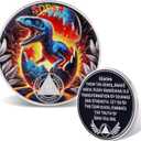 Sober Coin for Reborn Raptor Sobriety Chip Dinosaur Recovery Medallion with Inspirational Quote AA/NA Token AA NA Chips Gift for Men & Women (Reborn Dinosaur, 2 Years)