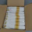 Gold Plastic Silverware 50 Guests,Pre Rolled Silverware Set Wrapped Plastic Cutlery Set Include 50 Forks,50 Knives,50 Spoons and 50 Napkins Heavy Duty Disposable Utensils for Party