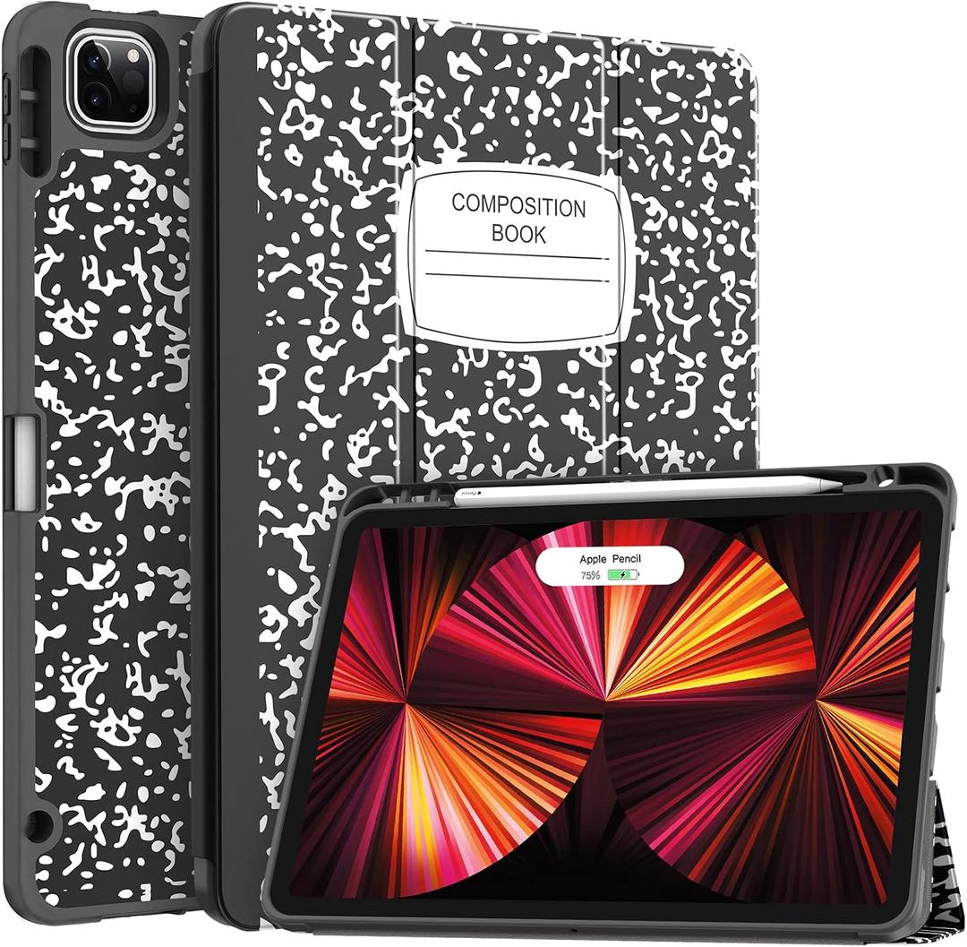 Soke for iPad Pro 11 Case (M2) 2022/2021/2020 with Pencil Holder - [Full Body Protection + Apple Pencil Charging + Auto Wake/Sleep], Soft TPU Back Cover for 2022 iPad Pro 11 inch(Book Black)