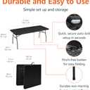 Amazon Basics Heavy Duty Portable Folding Table, 6 ft, Indoor & Outdoor, Fold-in-Half Design with Carrying Handle, for Events, Easy Folding and Storage, Black | Portable, Heavy Duty, Indoor & Outdoor, with Carrying Handle