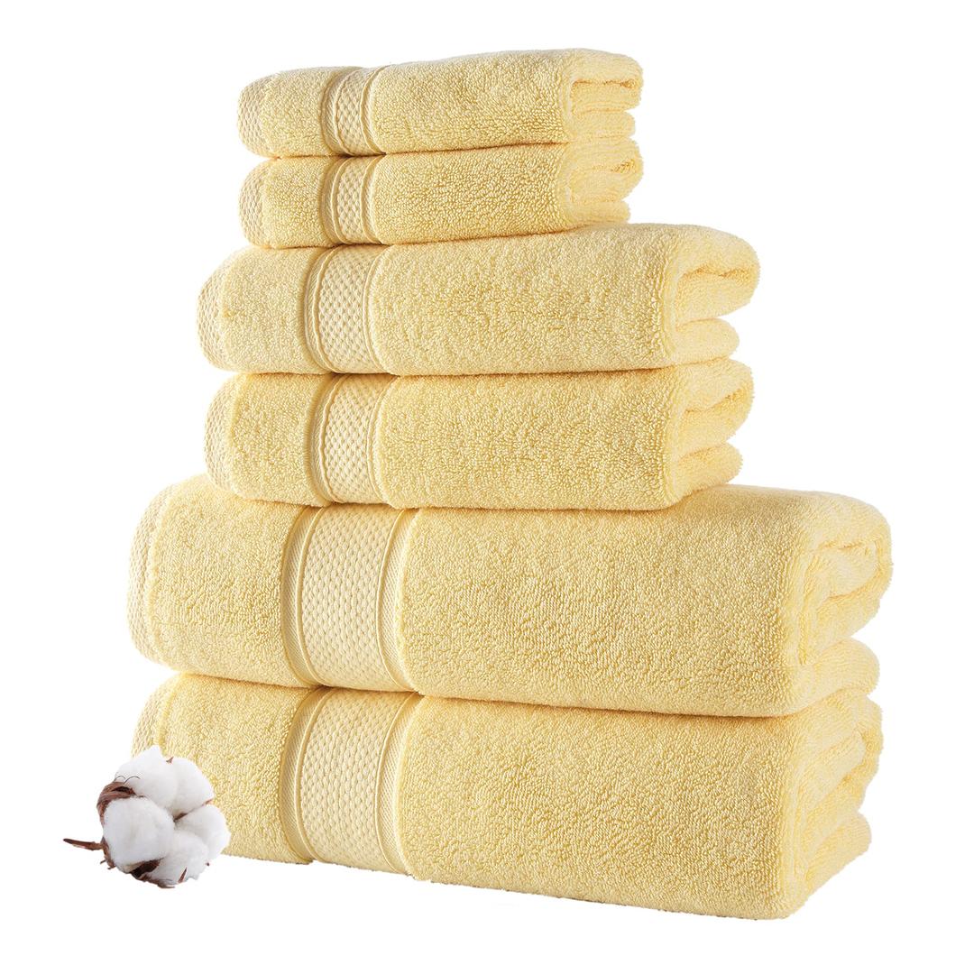 NOVA Luxury Linen - Hotel Quality Turkish Towel Set for Bathroom (6 Pcs Towel Set, Sunlight Yellow)
