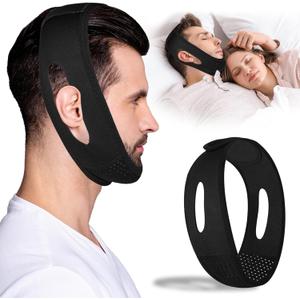 Chin Strap for Sleeping -1PCS- Anti Snoring Devices - Comfortable Stop Snoring Solution - Adjustable Breathable Sleep Apnea Devices - Simple and Effective Anti Snoring Chin Strap-Black  