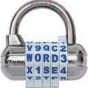 Master Lock, 1534D, Password Plus Combination Lock, Hardened Steel Shackle, 2 1/2 inch Wide, Silver, Assorted Color Wheels