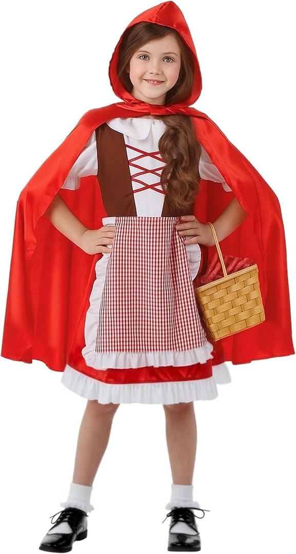 fun shack Girls Grimm Brothers Fairytale Girl Costume Childrens Fairytale Dress Outfit - Large