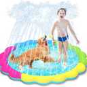 Raxurt Splash Pad, Anti-Slip Splash Sprinkler Pad for Kids Dogs 0.55mm Thickened Durable Upgrade Baby Splash Pad Summer Outdoor Water Toys Backyard Fountain Play Mat, Colorful