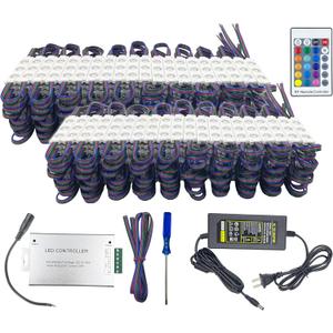 200PCS 110FT RGB LED Module Kit, 3 Led 5050 SMD LED Lights for Signs Turquoise Green Ice Blue,Window IP65 Shop Letter Box String Light Adaptable to Multiple Scenarios