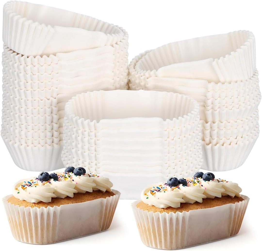 1000Pcs Oval Cake Paper Cups Grease Proof Cupcake Liners Boat Shape Paper Cups Bread Trays for Cake Balls Muffins Cupcakes Bread Loaf Pans for Baking