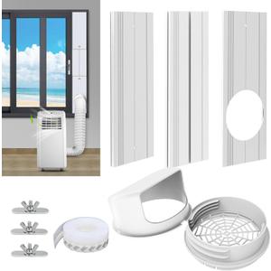 Portable Air Conditioner Window Vent Kit with 2-in-1 Coupler Fit for 5.0"/5.9 Exhaust Hose, Mobile A/C Unit Window Kit with 3 Seamless Slot Seal Plates for Vertical/Horizontal Sliding Window