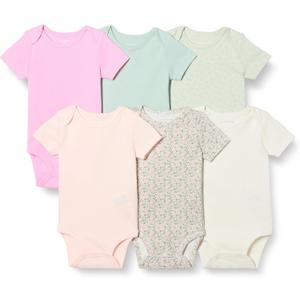 Amazon Essentials Unisex Toddlers and Babies Short-Sleeve Bodysuits, Multipacks (24 Months, Pink/Floral)