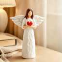 Sympathy Gifts for Loss of Loved One - 6.9" Angel Sympathy Gift, Memorial Gift for Loss of Dad Mom Grandmother, Angel Figurine for Bereavement Remembrance Gifts, Angel Statue Holding a Heart