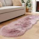 EasyJoy Ultra Soft Fluffy Shaggy Area Rug Faux Fur Rug Chair Cover Seat Pad Fuzzy Area Rug for Bedroom Floor Sofa Living Room (2 x 6 ft Sheepskin, Light Purple)