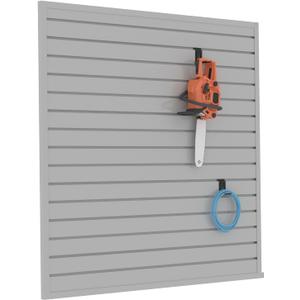 Slatwall Panel Garage Organizer PVC Slatwall Heavy Duty Wall Mounted Rack, Interlocking Slat Wall Panels for Tool Organization Peg Board(Grey 4 x 4 ft)