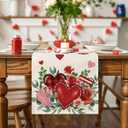 Artoid Mode Red Roses Flowers Eucalyptus Valentine's Table Runner, Wedding Kitchen Dining Table Decoration for Home Party Decor 13x120 Inch