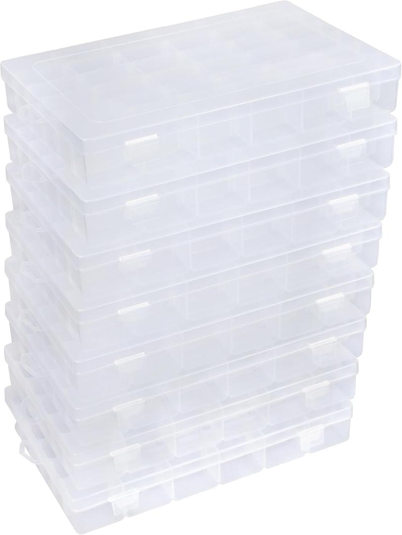 8 PCS 36 Grids Bead Organizer Box Plastic Box Clear Box Organizer 3600 Tackle Box Organizer Bead Containers Plastic Organizer Compartment Organizer Box Jewelry Earring Organizer (8 Pcs)