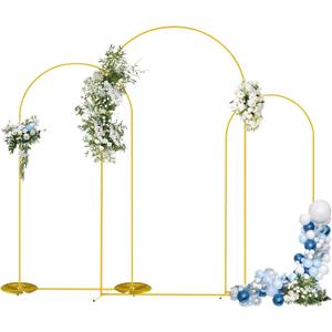 Metal Arch Backdrop Stand Set of 3 (7.2FT/6.6FT/6FT) - Heavy-Duty Gold Wedding Arch with Water Bag for Weddings, Baby Showers, Birthdays, Graduation, Parties & Outdoor Events