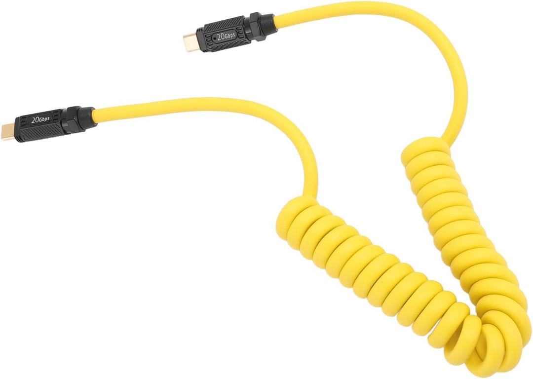 Type C to Type C Charging Cable, USB C Data Cable 8K 60Hz Screen Casting 20Gbps for Phone (C Male to C Male 1.8m/5.9ft Coiled Cable)