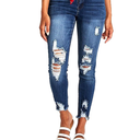 RHODANTHE Women's Ripped Boyfriend Jeans Stretch Skinny Jean Trendy Distressed Straight Leg Jeans with Holes