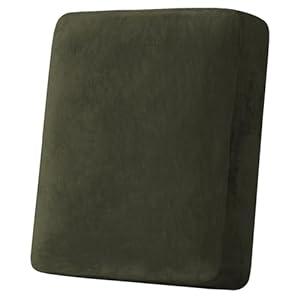 H.VERSAILTEX Velvet Stretch Couch Cushion Cover Plush Cushion Slipcover for Chair Cushion Furniture Protector Seat Cushion Sofa Cover (1 Piece Armchair Cushion Covers, Olive)