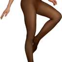 Vertvie Fleece Lined Tights for Women Thermal Pantyhose Fake Translucent Winter Warm Tights High Waisted Thick Leggings (Brown, L)